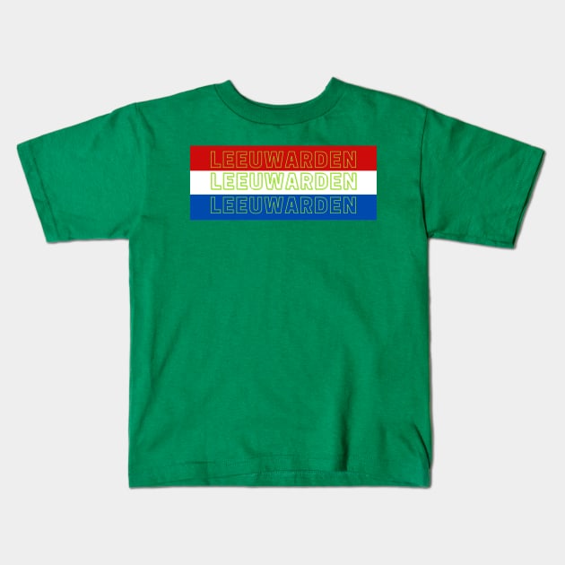 Leeuwarden City in Netherlands Flag Stripes Color Kids T-Shirt by aybe7elf